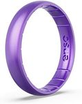 Enso Rings Thin Birthstone Silicone Ring – Unisex Wedding Engagement Band – Comfortable Breathable Band – 4.3mm Wide, 1.75mm Thick (Amethyst, 5)