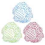 INNPOLE 3PCS Shower Caps, Elastic Reusable Waterproof Plastic Shower Cap for Women Ladies Spa Salon (Red+Green+Blue) (DOT COLOUR)