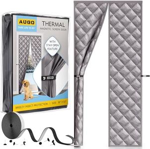 AUGO Thermal Door Curtain - Thermal Door Cover for Winter - Magnetic Thermal Insulated Door Curtain for Winter - Winter Door Insulation - Keeps Warm Air in & Cold Air Out - Home Winterizing Products