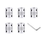 QitinDasen 5 Pieces 3D Printer Aluminum Alloy Flexible Shaft Coupling 5 mm to 8 mm, Stepper Motor Shaft Coupler with 2 mm Hexagon Wrench