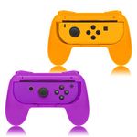 Hand Grips Compatible with Nintendo Switch/Switch OLED Model Controllers, FYOUNG Comfortable Grip Compatible with Joycons-Orange and Purple(2 Packs)