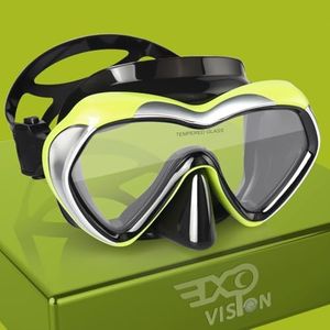 Scuba Diving Mask Anti-Fog Panoramic Snorkel Goggles, Adult Mirror Swim Mask Single Lens Swim Goggles wIith Nose Cover for Diving, Snorkeling, Swimming (Yellow)