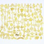 Street27® 100pcs Retro Style Vintage Jewelry Making Charms Mixed Smooth Tibetan Antique Metal Charms Pendants DIY for Necklace Bracelet Earrings Making Accessories (Golden)