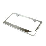 Chrome 100% Stainless Steel Polish Mirror License Plate Frame Holder Tag w/Chrome Cap by laser pro inc