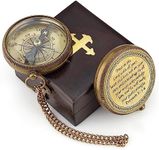 God is My Guide Brass Compass Gift with Display Box - Engraved Scripture Prayer Compass Religious Gift for Men & Women - Baptism, Confirmation, Communion Compass for Boys Graduation Gift (Aged Brass)