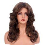 REEWES 70s Wig Farrah Fawcett Wig Vintage Wigs for Women Lady Natural Synthetic Full Wigs Vintage Cosplay Costume Disco Feathered Wig (Brown)