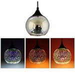 Frideko Glass Pendant Light, 3D Colourful Fireworks Creative Light Fitting for Loft Home Office Restaurant Dining Room Garden (ø20CM)