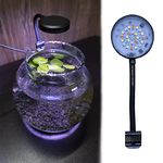 Visual Arrest Fish Round Bowl Small LED Clip On Light Flexible Aquarium Multicolor Lamp for Nano Fish Tanks - 2.5w - Black