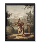 Poster Master Vintage Two Hares With A Knapsack Poster - Retro A Castle Beyond Print - Fantasy Art - Gift for Kids & Parents - Decor for Kid's Room, Bedroom or Living Room - 8x10 UNFRAMED Wall Art