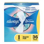 Always, Infinity With FlexFoam Pads For Women, Size 1, Regular Absorbency With Wings, 36 Count