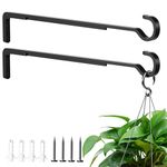 15 Inch 2 Black Pack Heavy Duty Outdoor Plant Hangers for Hanging Baskets, Iron Hanging Plant Brackets for Hanging Plants Outside, Metal Plant Hooks Plant Wall Hooks for Hanging Lantern, Bird Feeder