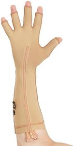 Medical Compression Hand Glove upto Mid-fore Arm || Open Fingers || MODERATE COMPRESSION || COTTON || UNISEX || BURN Recovery Support || Control Swelling || (Medium- Right Hand, Beige)
