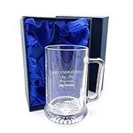 Engraved Personalised Pint Glass Tankard in A Silk Lined Gift Box