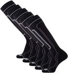 Pure Athlete Ultra-Thin Lightweight Ski Socks - Snowboarding Skiing Sock, Merino Wool (X-Large, 5 Pairs - Black)