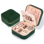 Smileshe Travel Jewelry Box with Mirror, Velvet Mini Case for Women Girls, Small Portable Gifts Organizer Boxes for Rings Earrings Necklaces Bracelets