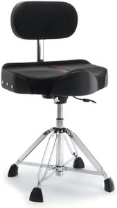 Strich Hydraulic Drum Throne with Backrest, Extra Wide Saddle Seat, Memory Foam Velvet Cushion, Heavy-Duty Stable Base, with Drumsticks for Adult Drummers, Stage & Studio (Atlas Series SDB-40)