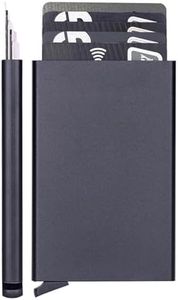 DarNova Porta Tarjetas Metal Protección RFID - Tarjetero automatico Aluminio Resistente Hombre y Mujer Cartera Minimalista para Tarjetas, DNI y Documentos - Diseño Elegante (Negro)