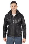 CHARMSHILP Memphis Bomber Leather Jacket Genuine Leather Jacket for Men's (Black, XXL)