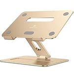 brocoon Laptop Stand for Desk, Macaroon Gold Portable Laptop Stand, Ergonomic Aluminum Adjustable Laptop Stand for Desk with Heat-Vent,Foldable, Dj Laptop Stand Compatible for 10-17" Laptop