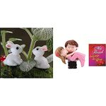 Chocozone Pack of 18 Cute Rabbit Miniatures Garden Decoration Items Garden Decor - 2.5cm & Chocozone Couple Hug Resin Showpiece Couple Miniatures Romantic Gifts for Girlfriend (Hug Couple) Multicolor