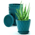 PIXERDOT Set of 5 | 6.3 Inch Flower Pots for Home Decoration, Indoor Plant Pots, Gardening Pots, Pots for Plants, Plastic Flower Pots for Garden Plants (Teal Blue)