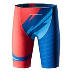 MY KILOMETRE Boy's Jammer Swimsuit Kids Trainning Swim Shorts with Drawstring Endurance Swimming Trunks Red XL