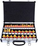 Aussel 35PCS 12.7mm 1/2 Inch Shank Tungsten Carbide Tipped Router Bits Set, Woodworking Milling Cutter Tools for Electric Router Trimmer with Storage Case