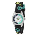 Tikkers Kids Time Teacher 3D Navy Football Silicone Strap Analogue Watch