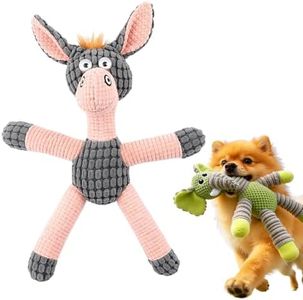 Plush Dog Squeaky Toy, Durable Pineapple Velvet Chew Toy for Aggressive Chewers Large Medium Small Dogs Interactive Training Teeth Cleaning Stuffed Animal Puppy Relief Boredom (Donkey with Hair)