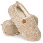 EverFoams Women's Fuzzy Full Slippers Soft Comfy Faux Shearling Memory Foam Indoor House Shoes, Khaki, 3-4 UK