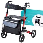 Helavo Foldable Rollator with Seat - Lightweight Aluminum Rolling Walker for Seniors and Adults