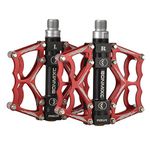 BONMIXC Flat Road Bike Pedals Sealed Bearing Bicycle Pedals 9/16 Aluminum Alloy BMX Bike Pedals Red