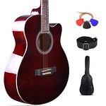 Kadence Frontier guitar with Online Guitar learning course , Wine Red Acoustic Guitar with Die Cast Keys, Set of Strings, Strap, Picks and Bag (Wine Red, Acoustic)