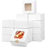 BAKEFY Paper (3X3X2) 25 White 1 Brownie Holder Cupcake Bakery Boxes White Single Cupcake Carriers Bulk Individual Cupcake Containers Bakery Cupcake Boxes With Window For Small Pie, Cookies, Cupcakes