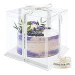 Transparent Cake Box Clear Cake Box Plastic Gift Boxes with Lids Double Layer Cake Box Plastic Display Boxes with Base and Ribbon Transparent Cube Boxes Bakery Packaging Box for Dessert 10 Inch