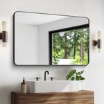 FORBATH Black Bathroom Mirror, 24"x36" Rectangle Wall Mirror, Metal Framed Vanity Mirror Rounded Corner for Bathroom, Living Room, Bedroom and Entryway (Horizontal/Vertical)