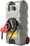Garvee 15 Gallon Gas Caddy, Heavy-Duty Gas Can and Fuel Caddy with Manual Fuel Transfer Pump, Portable Fuel Tank on Wheels with 10 ft Hose for Lawn Mowers, Cars, Boats, ATVs, Home and Farm Use, Grey