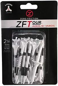 Zero Friction Tour 3-Prong Golf Tees (3-1/4 Inch, White, Pack of 30)