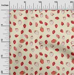 oneOone Polyester Spandex Pale Yellow Fabric Strawberry Fruits Dress Material Fabric Print Fabric by The Yard 56 Inch Wide