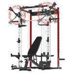 EONFITOmni Power Rack with Smith Machine Home Gym, Squat Rack Power Cage with Cable Crossover Pulley System and Attachments 1000lbs