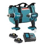 Makita DLX2141Y02 18V LXT Cordless Compact 2-Tool Combo Kit with 2 Batteries (1.5 Ah), Charger & Tool Bag