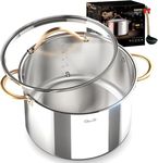 Ciwete Stock Pot 12 Quart, 18/10 Tri-Ply Stainless Steel Whole Clad Stock Pot with Lid, Seamless 12 QT Cooking Pot with Copper Handle, Healthy Stockpots, Induction, Gas, Oven and Dishwasher Safe