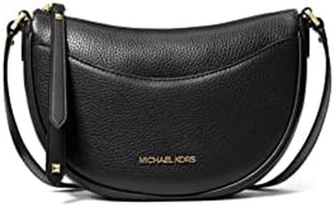 Michael Kors Dover Small Black Pebbled Leather Half Moon Crossbody Purse Bag