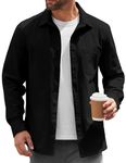 COOFANDY Mens Lightweight Button Down Shirt Jacket Casual Shacket Cotton Overshirt, Black, 3X-Large