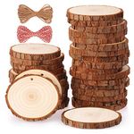 Fuyit Natural Wood Slices 30 Pcs 6-7cm Drilled Hole Unfinished Log Wooden Circles for DIY Crafts Wedding Decorations Christmas Ornaments with Free Gifts