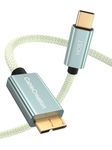 CableCreation Short Micro B to USB C Cable 1Feet, USB 3.1 C to USB Micro B Cable 10Gbps, USB C to External Hard Drive Cord Compatible with MacBook Pro, Air, Galaxy S5, My Passport Elements etc, Green