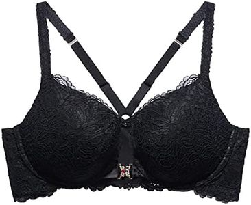 Savage X Fenty, Women's, Romantic Corded Lace Front-Closure Push Up Bra, Caviar, 42D