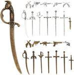 SUNNYCLUE 24Pcs 12 Styles Weapon Charms Alloy Pistol Gun Pendants Tibetan Style Swords Knife Charm Jewelry Accessories for DIY Necklace Bracelet Jewellery Making Bookmarks Keychain Decor