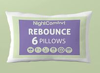 Night Comfort 6 Pack Luxury Standard Pillows Medium Supporting for Back and Side Sleep - Hypoallergenic Fluffy Microfibre with Hollowfibre Filled Bounce Back Bed Pillows