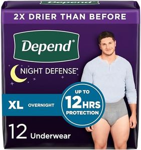 Depend Night Defense Adult Incontinence Underwear for Men, Disposable, Overnight, Extra-Large, Grey, 12 Count, Packaging May Vary